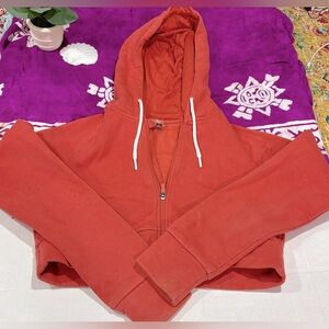 Gymshark Rust Orange Cropped Zip-Up Hoodie Womans Size S